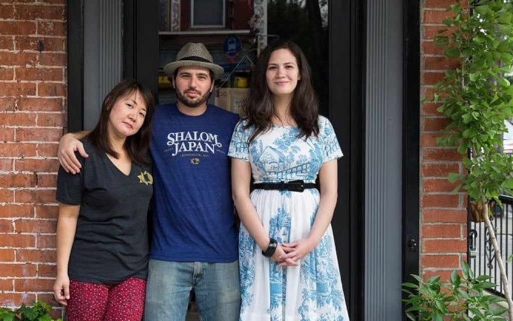 From left: married chefs Sawako Okochi and Aaron Israel, with manager Micaela Grossman, in front of Brooklyn's Shalom Japan. (photo credit: courtesy) From left: married chefs Sawako Okochi and Aaron Israel, with manager Micaela Grossman, in front of Brooklyn's Shalom Japan. (photo credit: courtesy)