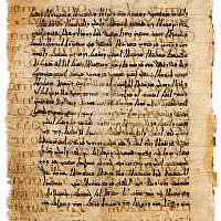 Leaves from Codex Climaci Rescriptus, with Syriac text written over earlier biblical texts in Aramaic and Greek.
Ink and pigment on parchment. Egypt, 6th–9th centuries. (photo credit: Green Collection, Ardon Bar-Hama) Leaves from Codex Climaci Rescriptus, with Syriac text written over earlier biblical texts in Aramaic and Greek.
Ink and pigment on parchment. Egypt, 6th–9th centuries. (photo credit: Green Collection, Ardon Bar-Hama)