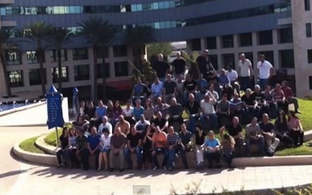 The Alcatel-Lucent's team outside the company's Israel headquarters (Photo credit: Courtesy)