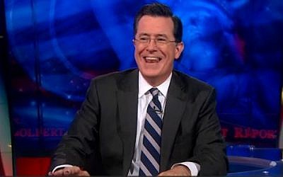 Colbert's mini Hitler-esque mustache (photo credit: screenshot)