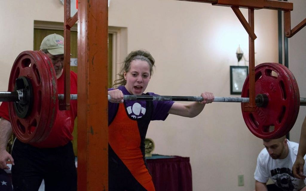 Naomi Kutin takes a cue from her ancestor Samson and power lifts. (photo credit: courtesy)