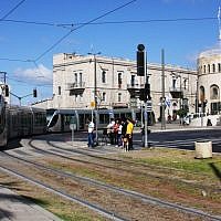 The Jerusalem Light Rail at IDF Square (photo credit: Shmuel Bar-Am) The Jerusalem Light Rail at IDF Square (photo credit: Shmuel Bar-Am)