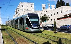 Illustrative: The Jerusalem Light Rail passing the Notre Dame Pontifical Institute. (Shmuel Bar-Am)