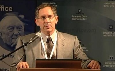 Director of Palestinian Media Watch Itamar Marcus. (screen capture: Youtube/TheJerusalemCenter)