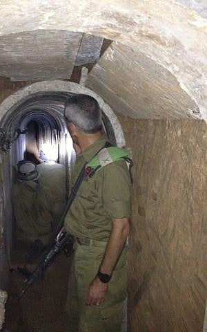 Brig. Gen. Michael Edelstein, Gaza Division commander inside a tunnel dug from the Gaza Strip to Israel, October 13, 2013. (photo credit: Times of Israel/Mitch Ginsburg)