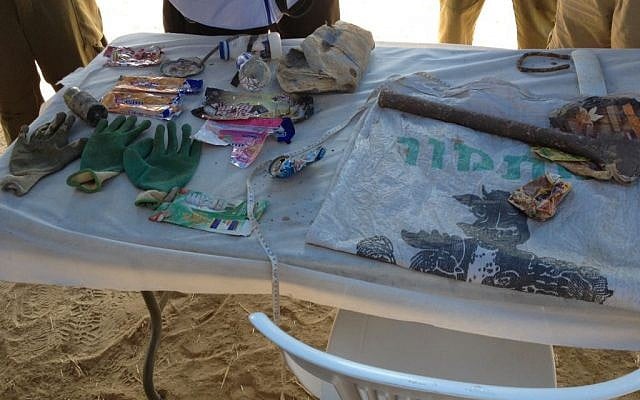 Equipment found inside a tunnel dug from the Gaza Strip to Israel, October 13, 2013. (photo credit: Times of Israel/Mitch Ginsburg)