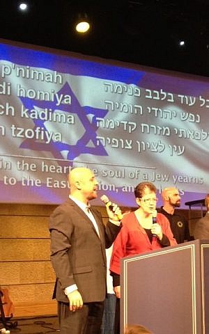 Christian Day of Prayer for the Peace of Jerusalem sing Hatikva, the Israeli national anthem, October 6, 2013. (photo credit: Lazar Berman) Christian Day of Prayer for the Peace of Jerusalem sing Hatikva, the Israeli national anthem, October 6, 2013. (photo credit: Lazar Berman)