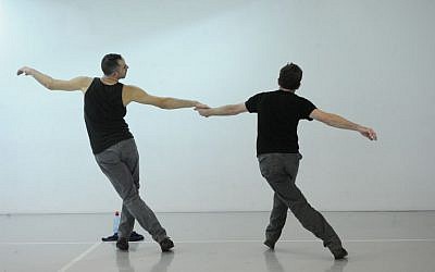Not all movements and gestures are meant to be pretty in the duet. (photo credit: Gadi Dagon)