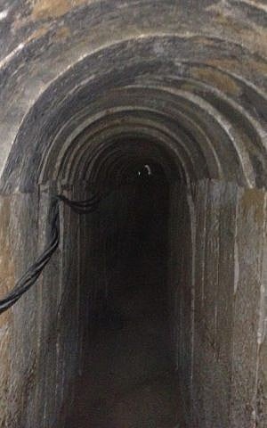 Section of the tunnel discovered running from the Gaza Strip to Israel, October 13, 2013. (photo credit: Times of Israel/Mitch Ginsburg)