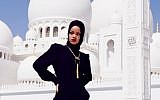 Rihanna poses outside a mosque in Abu Dhabi (photo credit: Instagram)
