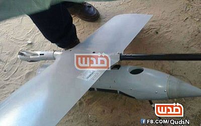 A picture claiming to show the crashed drone. (photo credit: Courtesy, Quds News Network)