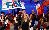 French far-right party leader Marine Le Pen waves to supporters, at the end of the National Front's summer convention in Marseille, southern France, Sunday, Sept. 15, 2013. (photo credit: AP Photo/Claude Paris)