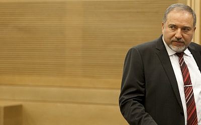 Avigdor Liberman at a Knesset meeting on November 4. (photo credit: Flash90)