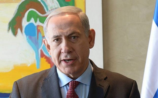 Prime Minister Benjamin Netanyahu makes a statement to the press about Iran at Ben Gurion Airport, Friday, November 8, 2013 (Photo credit: Amos Ben Gershom /GPO/Flash90)