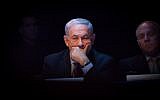 Benjamin Netanyahu at a prize ceremony in 2013. (Photo credit: Emil Salman/POOL/Flash90)