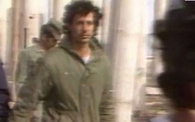 Tzachi Hanegbi at the Sinai memorial monument 1982 (photo credit: Channel 2 screenshot)