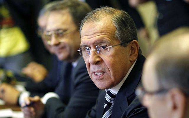 Russian foreign minister Sergei Lavrov during a meeting with his Egyptian counterpart Nabil Fahmy, in Cairo, Egypt, on Thursday, November 14, 2013. (photo credit: AP Photo/Amr Nabil) Russian foreign minister Sergei Lavrov during a meeting with his Egyptian counterpart Nabil Fahmy, in Cairo, Egypt, on Thursday, November 14, 2013. (photo credit: AP Photo/Amr Nabil)