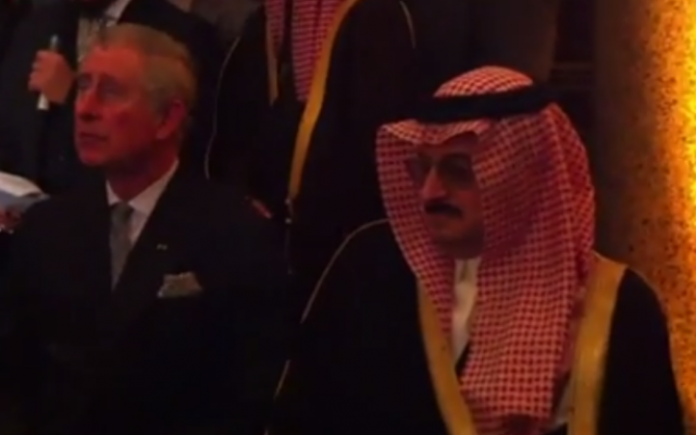 Prince Mohammed bin Nawaf bin Abdulaziz, pictured in London alongside Britain's Prince Charles (photo credit: YouTube screenshot) Prince Mohammed bin Nawaf bin Abdulaziz, pictured in London alongside Britain's Prince Charles (photo credit: YouTube screenshot)