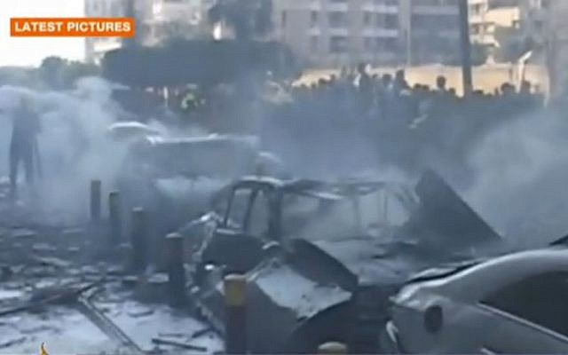 The scene of the explosion in Beirut. (Screenshot: Al Jazeera) The scene of the explosion in Beirut. (Screenshot: Al Jazeera)