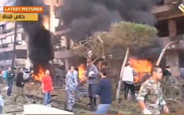 The scene of the explosion in Beirut. (Screenshot: Al Jazeera/Al Manar) The scene of the explosion in Beirut. (Screenshot: Al Jazeera/Al Manar)