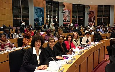 Supreme Court Justice Daphne Barak-Erez, left, together with members of the Israel Knesset at the gathering in Brussels. (Photo credit: Courtesy David Saranga)