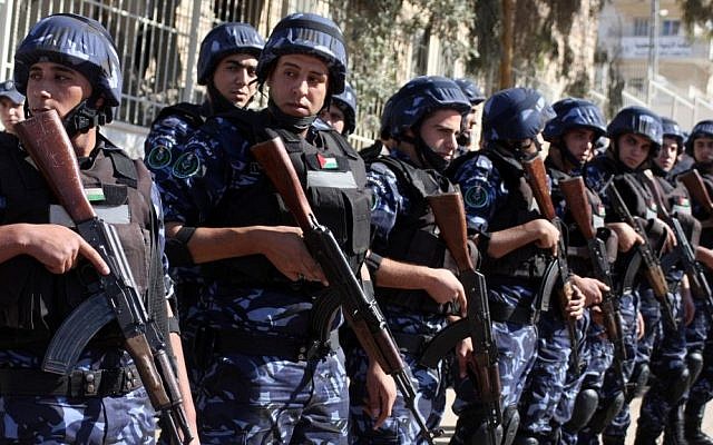 Illustrative photo of Palestinian policemen in al-Ram, near Jerusalem. (photo credit: Issam Rimawi/Flash90) Illustrative photo of Palestinian policemen in al-Ram, near Jerusalem. (photo credit: Issam Rimawi/Flash90)