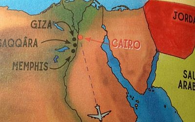A detail from a map of the Middle East that appears in the book 'Thea Stilton and the Blue Scarab Hunt,' published by Scholastic.
