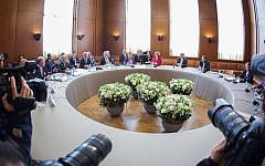 P5+1 delegations meet for talks on Iran's nuclear program at in Geneva November 7, 2013. (Photo credit: State Department/Twitter)
