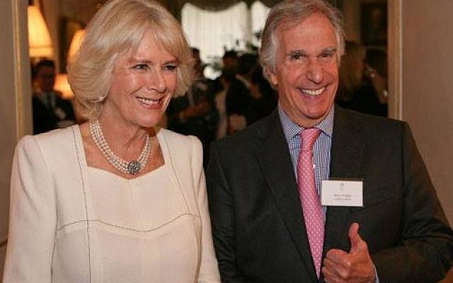Henry Winkler gives a Fonz-like thumbs up as he poses with Camilla, Duchess of Cornwall after being honored by Britain's National Literacy Trust. (photo credit: Courtesy of Camilla, Duchess of Cornwall Facebook page) Henry Winkler gives a Fonz-like thumbs up as he poses with Camilla, Duchess of Cornwall after being honored by Britain's National Literacy Trust. (photo credit: Courtesy of Camilla, Duchess of Cornwall Facebook page)