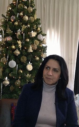 Bethlehem mayor Vera Baboun in her office overlooking Manger Square, December 9, 2013 (photo credit: Elhanan Miller/Times of Israel)
