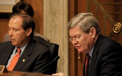 Tim Johnson, right, and Tom Udall at a Senate hearing in 2011. (photo credit: NNWO/Jared King)