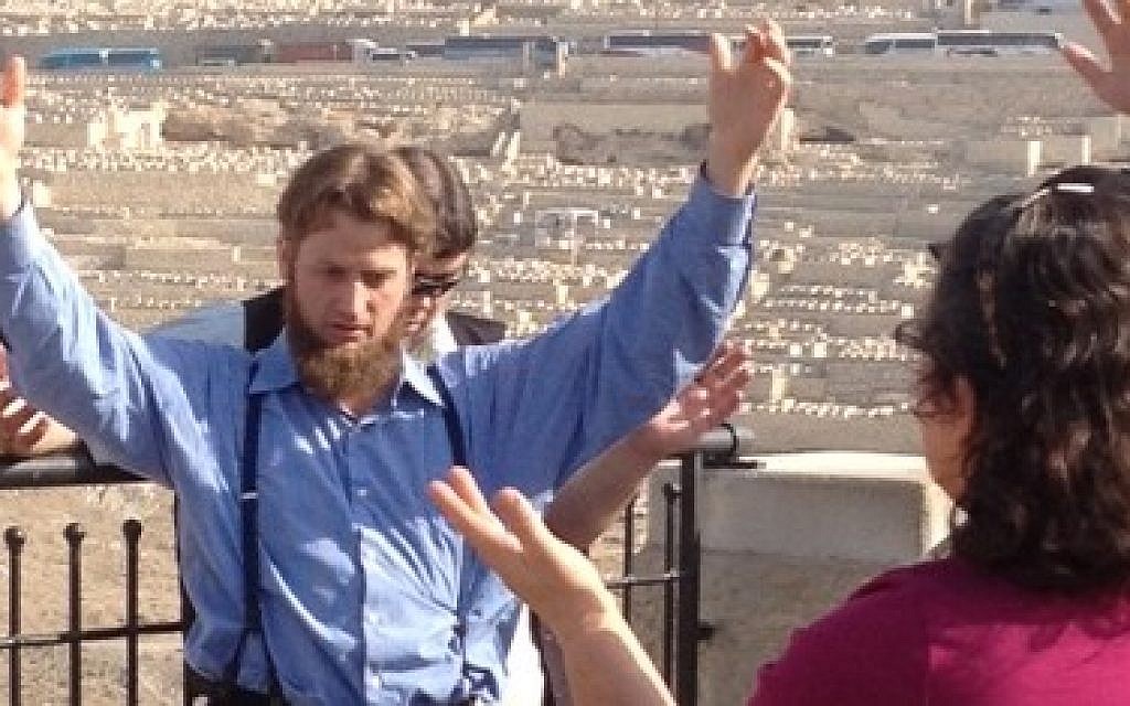 Amish pray for rain at the City of David Thursday during a reconciliation mission to Israel (photo credit: Times of Israel/ Lazar Berman)