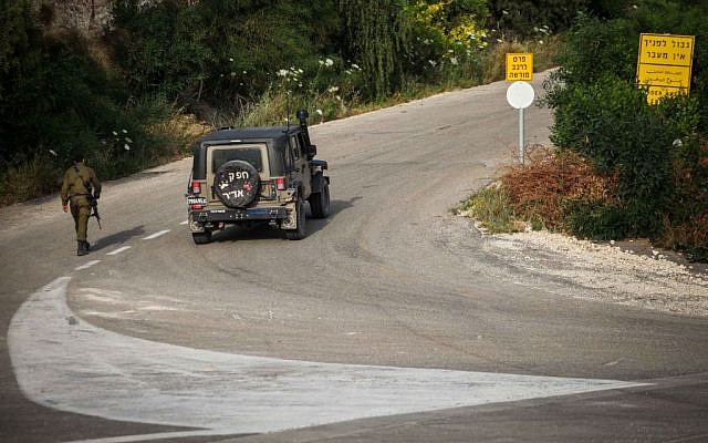 An IDF vehicle on the road near the Rosh Hanikra border with Lebanon. (photo credit: Avishag Shaar Yashuv/Flash90) An IDF vehicle on the road near the Rosh Hanikra border with Lebanon. (photo credit: Avishag Shaar Yashuv/Flash90)