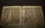 Biblical texts displayed at the 'Books of Books' exhibition in the Bible Lands Museum, Jerusalem, on October 23, 2013 (photo credit: Yonatan Sindel/Flash90)