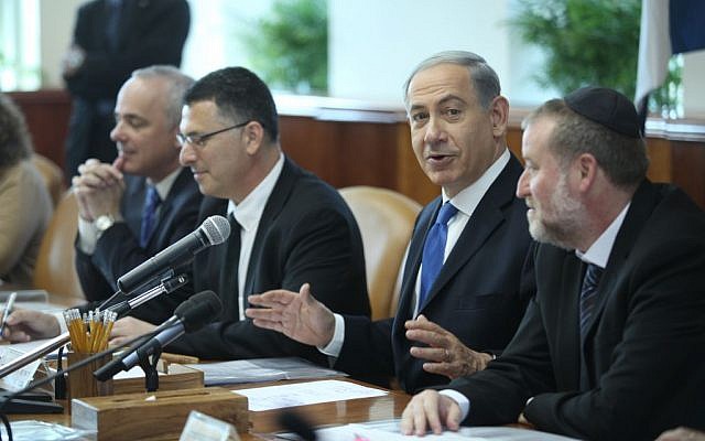 Prime Minister Benjamin Netanyahu leads the weekly cabinet meeting, November 17, 2013. (Photo credit: Yossi Aloni/POOL/Flash90) Prime Minister Benjamin Netanyahu leads the weekly cabinet meeting, November 17, 2013. (Photo credit: Yossi Aloni/POOL/Flash90)