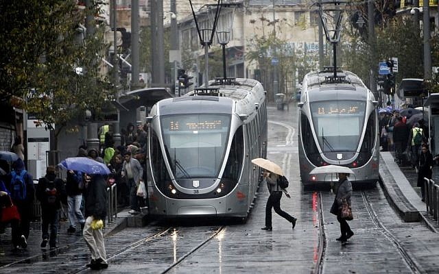 A rainy winter day on Jaffa Road, in the center of Jerusalem, on December 5, 2013. (photo credit: Miriam Alster/Flash90) A rainy winter day on Jaffa Road, in the center of Jerusalem, on December 5, 2013. (photo credit: Miriam Alster/Flash90)