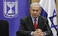 Prime Minister Benjamin Netanyahu leads a meeting of the Likud-Beytenu faction in the Knesset in Jerusalem on December 09, 2013. Photo by Miriam Alster/FLASH90