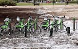 Floods in Tel Aviv on December 11, 2013, after a major winter storm hit Israel. (photo credit: Gideon Markowicz/Flash90)