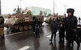 Soldiers and emergency workers drive armored personnel carriers in Jerusalem, December 14, 2013. (photo credit: Yossi Zamir/Flash90)