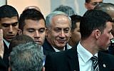Prime Minister Benjamin Netanyahu arrives at a Likud party conference in Tel Aviv in December 2013 (photo credit: Yossi Zeliger/Flash90)
