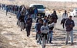 Illustrative photo of African asylum seekers, held in an open detention facility in the Negev. (Flash90)