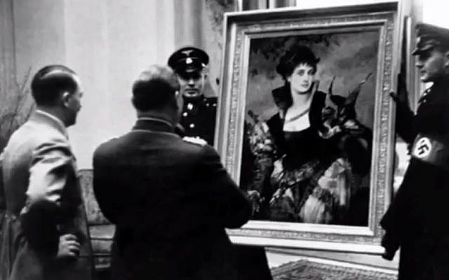 File: Hitler assesses looted art (photo credit: YouTube screenshot)