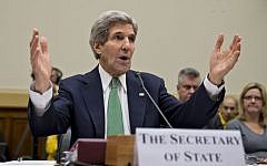 US Secretary of State John Kerry testifies on Capitol Hill before the House Foreign Affairs Committee, Dec. 10, 2013 (photo credit: AP/J. Scott Applewhite)