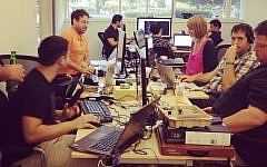 Israeli start-up entrepreneurs at work at UpWest Lab's Silicon Valley facility (Courtesy)