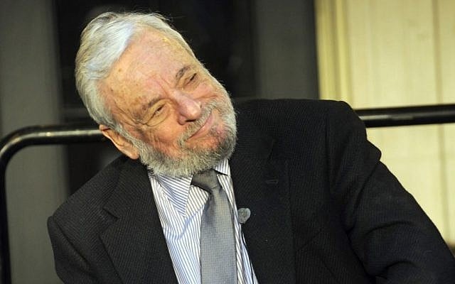 In a Wednesday, Sept. 15, 2010 file photo, Stephen Sondheim listens to Nathan Lane before the lighting of the marquee of the Stephen Sondheim Theatre on West 43rd St. in Times Square, in New York. (photo credit: AP Photo/Henny Ray Abrams. File)