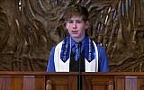 Duncan Sennett delivers his bar mitzvah speech (screen capture: YouTube)