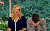 TV presenter Yoav Limor in a moment of supreme embarrassment (screen capture: Channel 2)