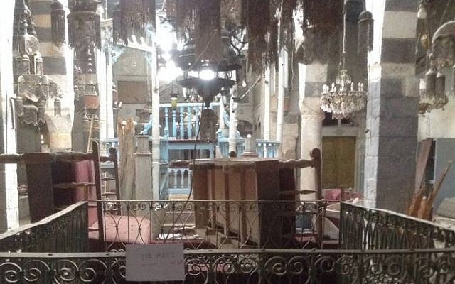 Detail from a photograph of the Jobar Synagogue in  Damascus, circa 2013. (Moti Kahana)