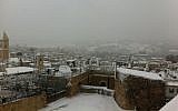 A view of Jerusalem's snow-blanketed Old City, Thursday, December 12, 2013 (photo credit: Tamar Pileggi/Times of Israel)
