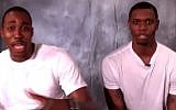 Houston Rockets players attempt to sing the dreidel song (screen capture: YouTube)